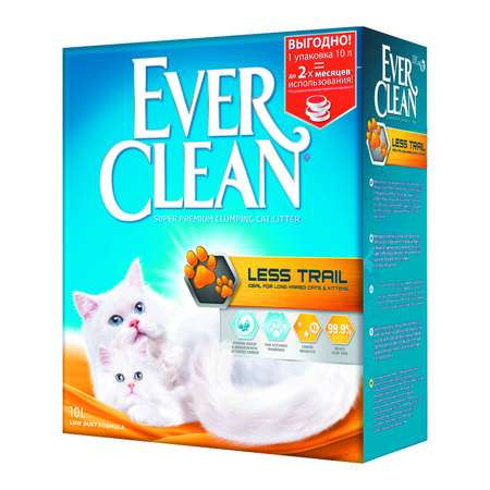 Наполнитель для кошек EVER CLEAN Less Trail комкующийся 10л