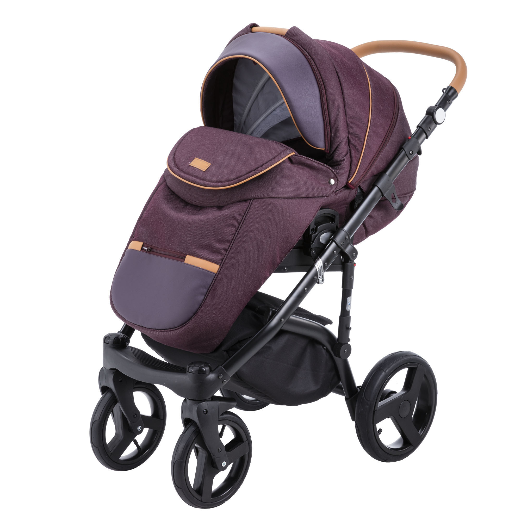 Коляска 2в1 BeBe-mobile Ravenna Standart V6 Темная Вишня+Сливовая кожа+Карамельная кожаная отделка - фото 2