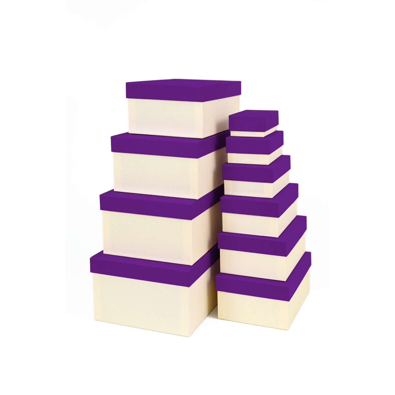 Набор подарочных коробок Cartonnage 10 в 1 Радуга фиолетовый бежевый - фото 2