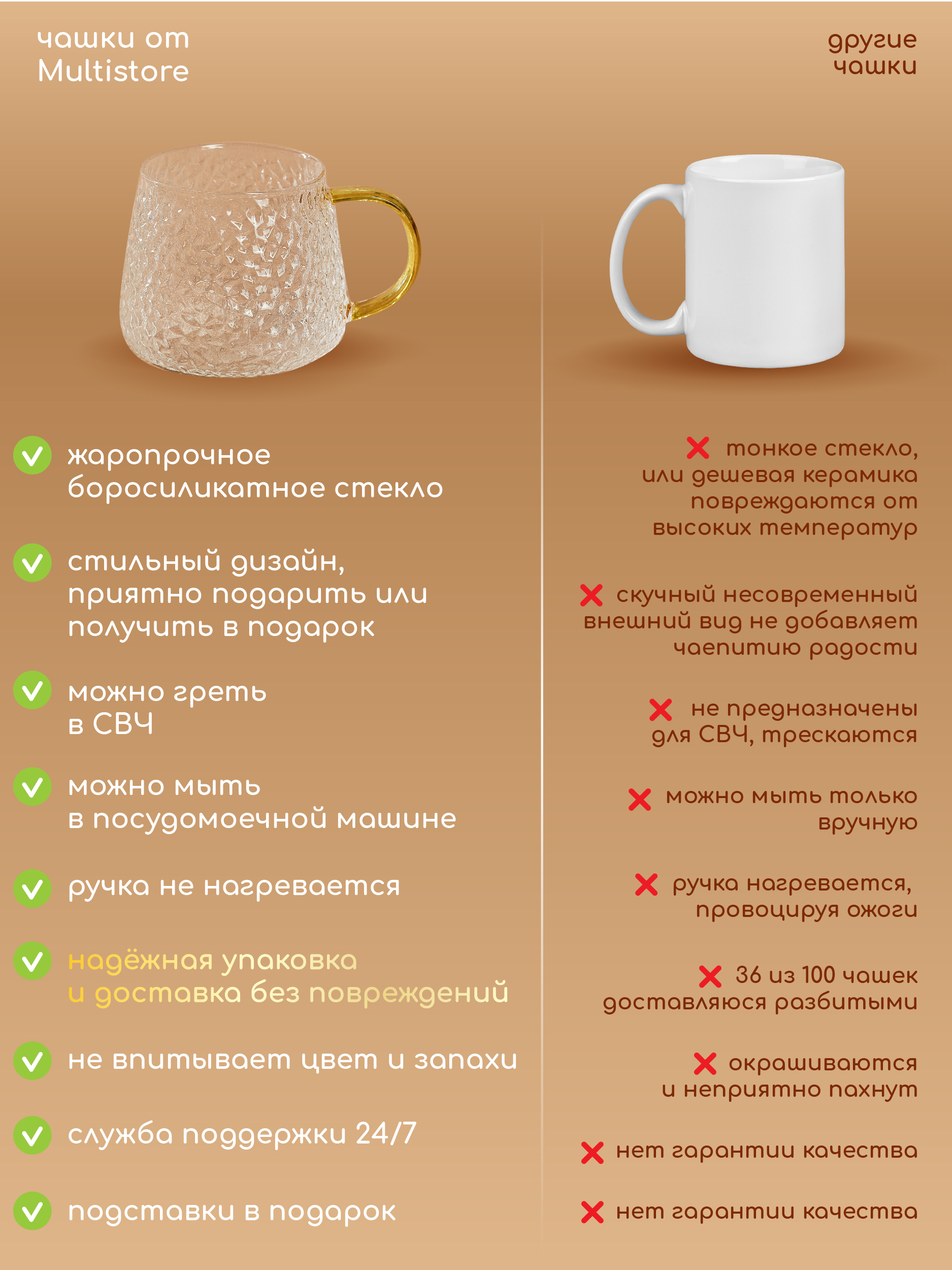 Кружки стеклянные фактурные Multistore 2 шт 420 мл. - фото 2