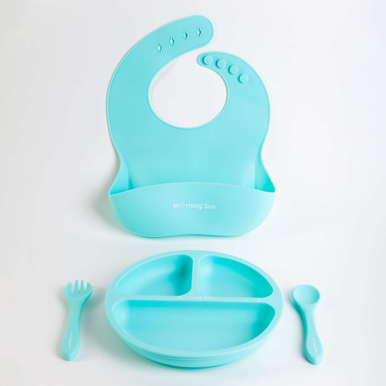 Набор детской посуды Morning Sun Силиконовый 4 предмета мятный - фото 1