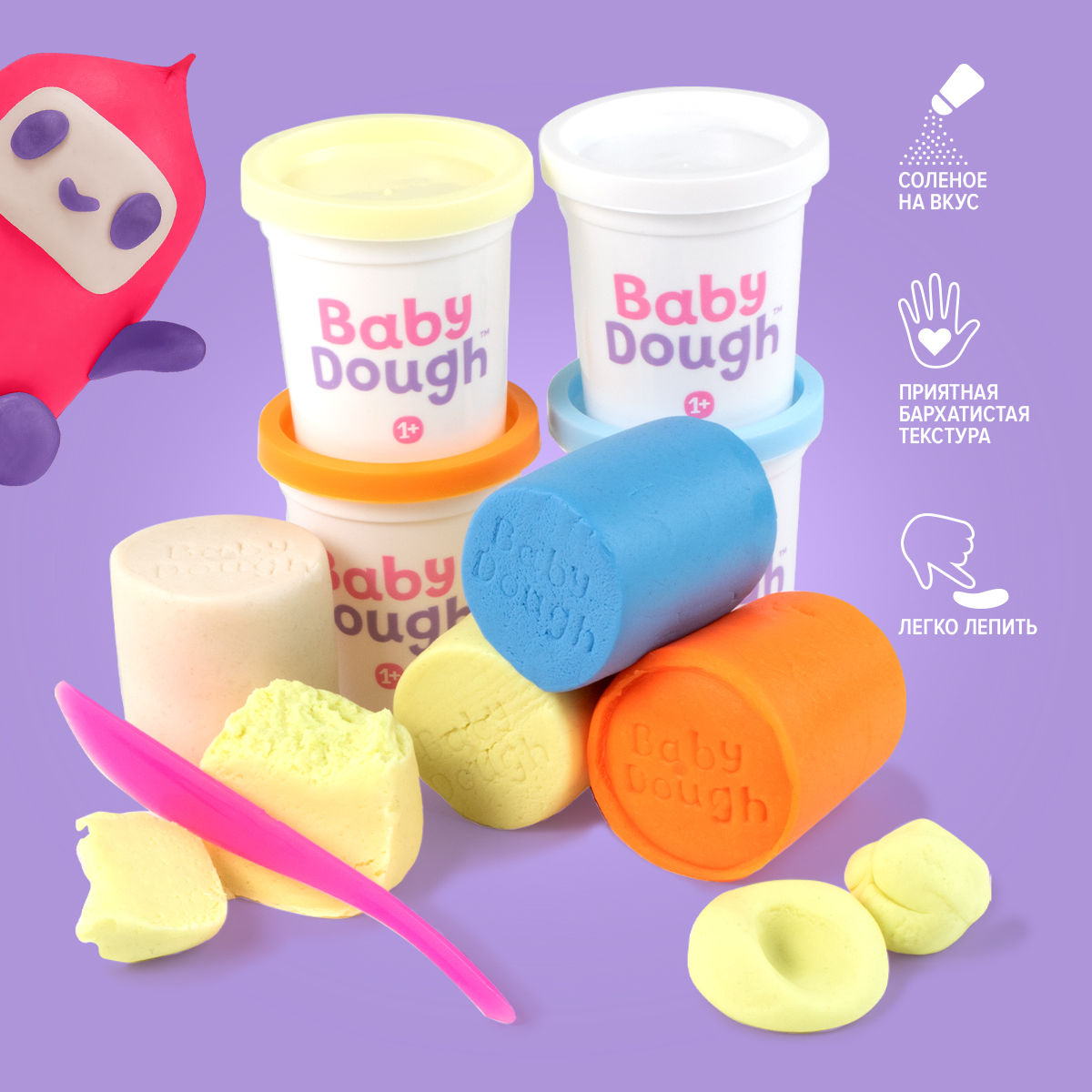 Тесто для лепки BabyDough Play-Doh! 4 цвета BD019 - фото 3
