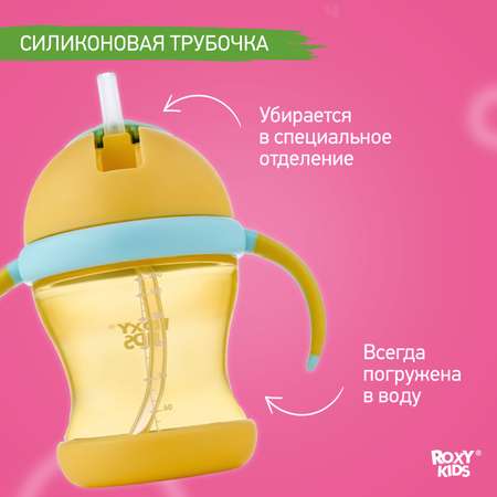 Поильник-непроливайка ROXY-KIDS с трубочкой 200 мл цвет медовый