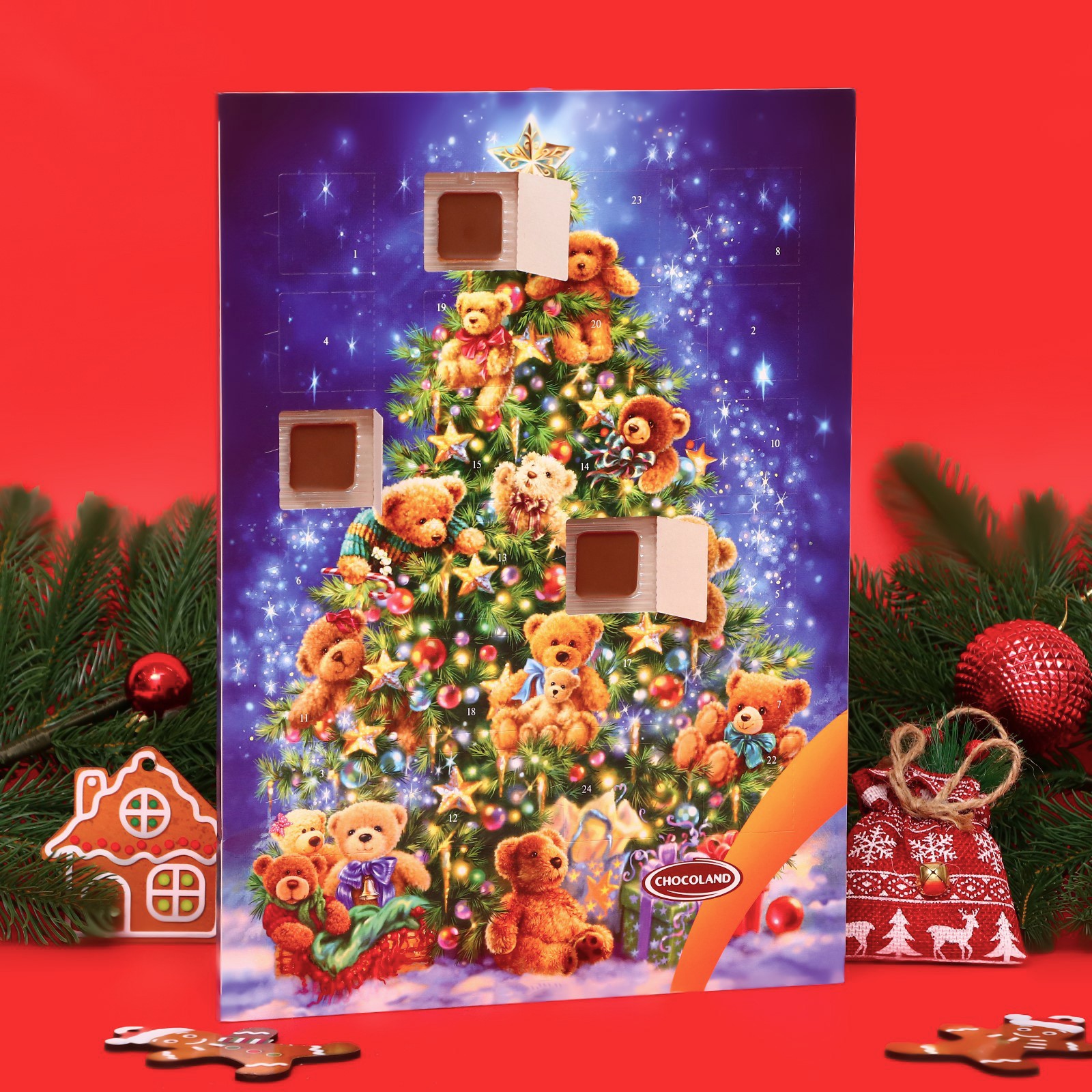 Новогодний подарок Sima-Land Адвент календарь с мини плитками из молочного шоколада. ассорти. 75 г - фото 1