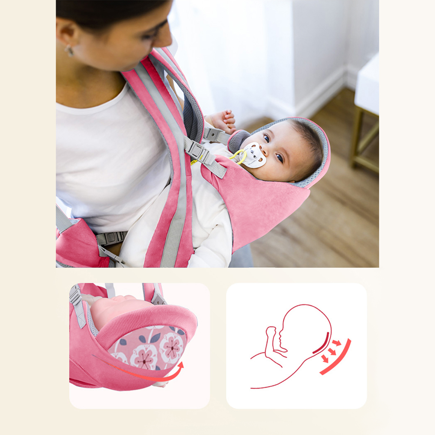 Рюкзак-переноска для детей Leotex розовый - фото 3