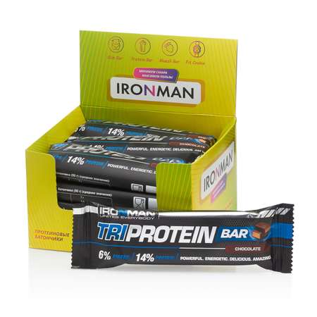 Протеиновый батончик IronMan Tri Protein Bar шоколад 12*50 г