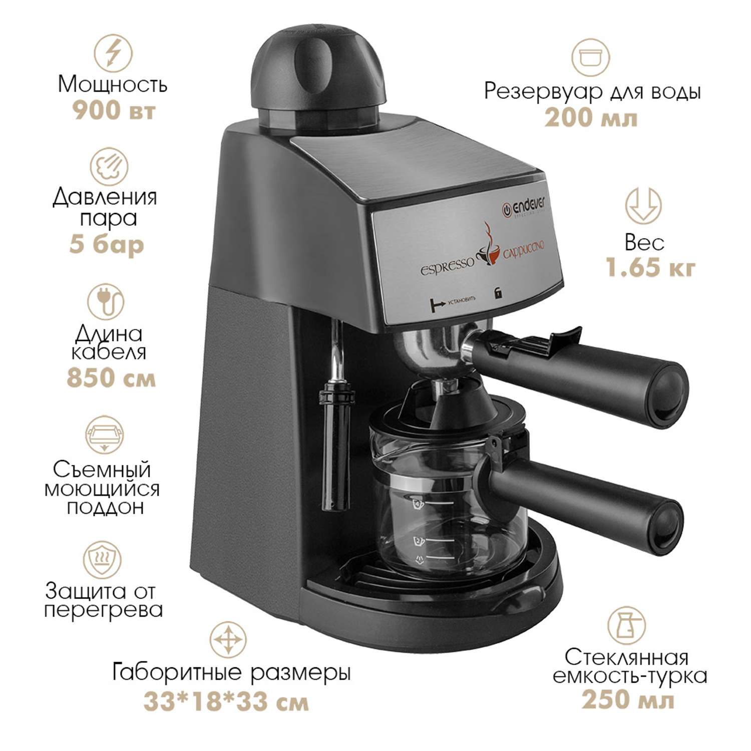 Кофеварка рожкового типа ENDEVER Costa-1050 - фото 2