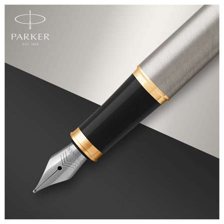 Ручка перьевая PARKER IM Brushed Metal GT синяя подарочная упаковка