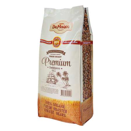 Кофе зерновой DeMarco Fresh Roast Premium арабика робуста средняя свежая обжарка 1 кг