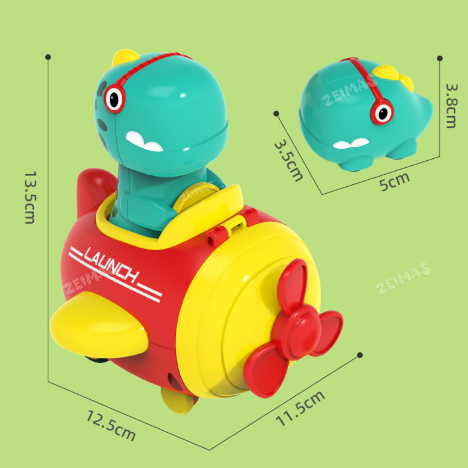Интерактивная игрушка каталка Zeimas Динозавр с катапультой развивающая Монтессори - фото 4