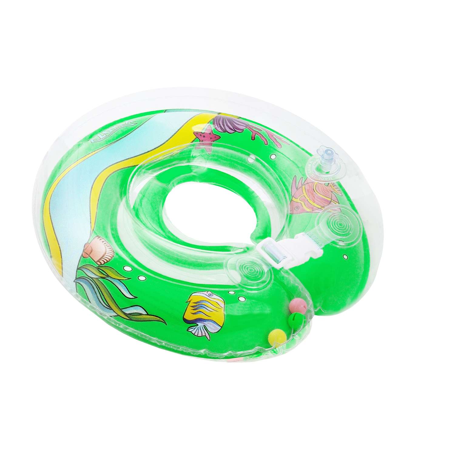Круг на шею Keidzy для купания детей с 6 мес. зеленый подводный мир - фото 1