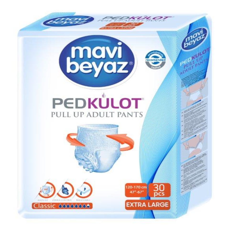 Подгузники-трусики mavi beyaz для взрослых XL 120-170 см 30 шт - фото 3