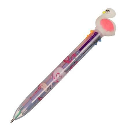 Ручка Sima-Land автоматическая 6-х цветная Фламинго белая
