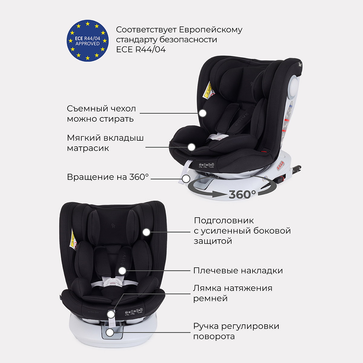 Автокресло Rant LB619 Drive isofix Active Line Black группа 0-1-2-3 0-36кг - фото 8