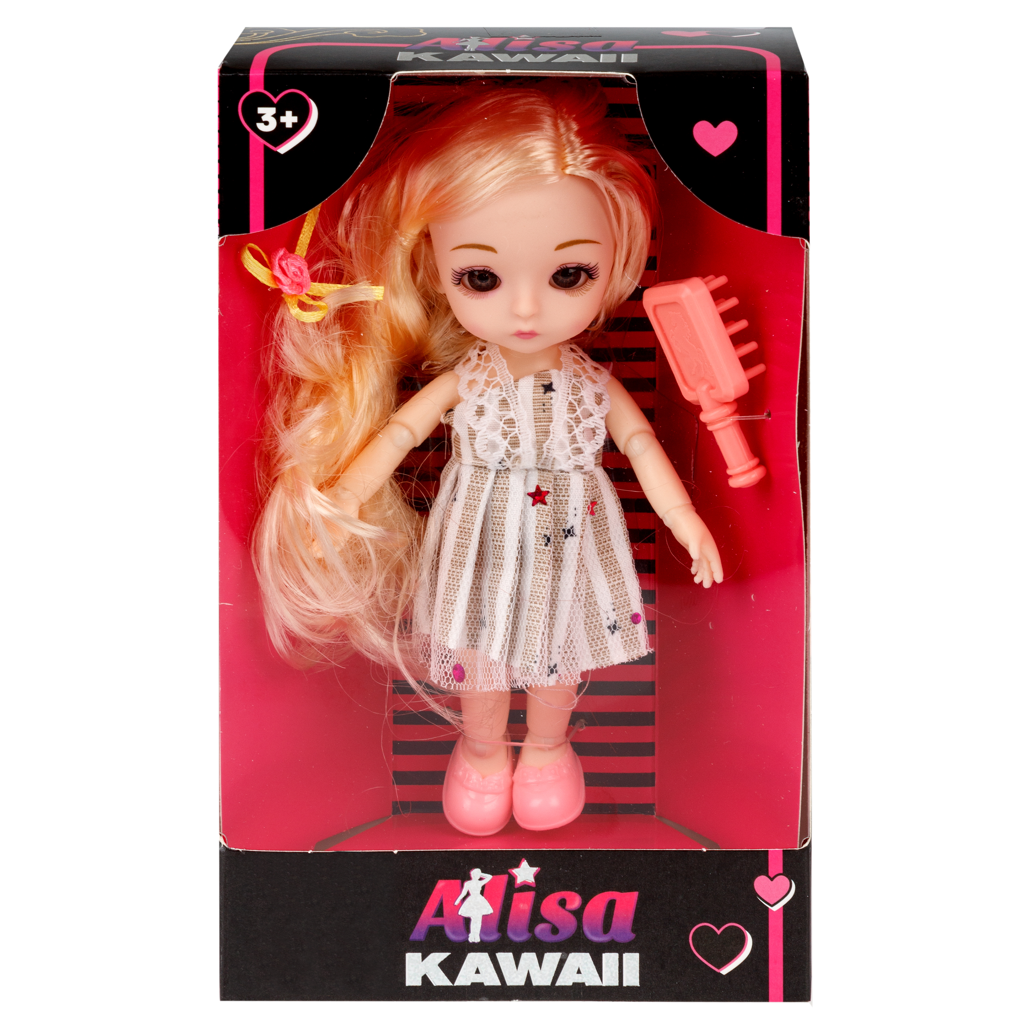 Кукла шарнирная 15 см 1TOY Alisa Kawaii mini с расчёской длинные светлые волосы Т24346 - фото 15