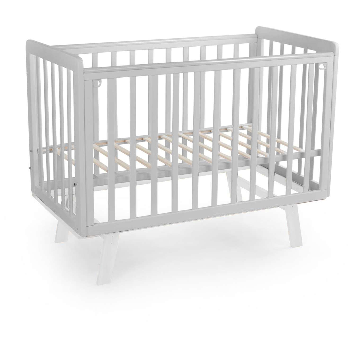 Детская кроватка Sweet Baby прямоугольная, продольный маятник (серый, белый) - фото 5