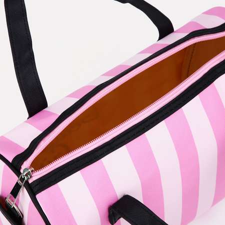 Сумка Sima-Land спортивная на молнии 2 наружных кармана длинный ремень цвет розовый/белый