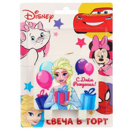 Свеча Disney в торт «С Днем Рождения!» Холодное сердце 8х8 см