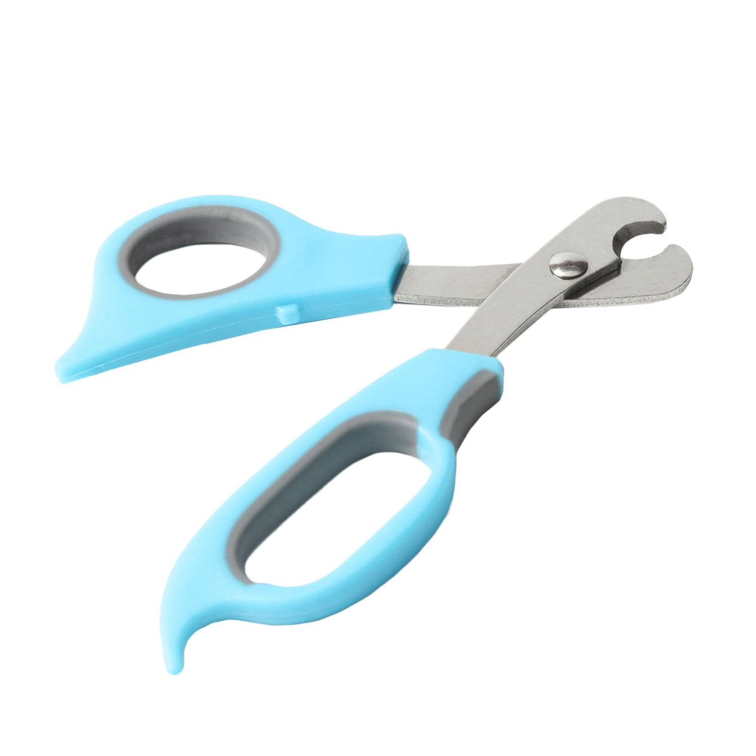 Ножницы-когтерезы Пижон средние с упором для пальца голубые с серым - фото 1