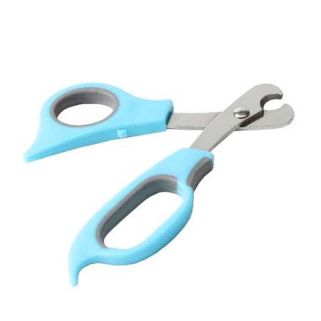 Ножницы-когтерезы Пижон средние с упором для пальца голубые с серым