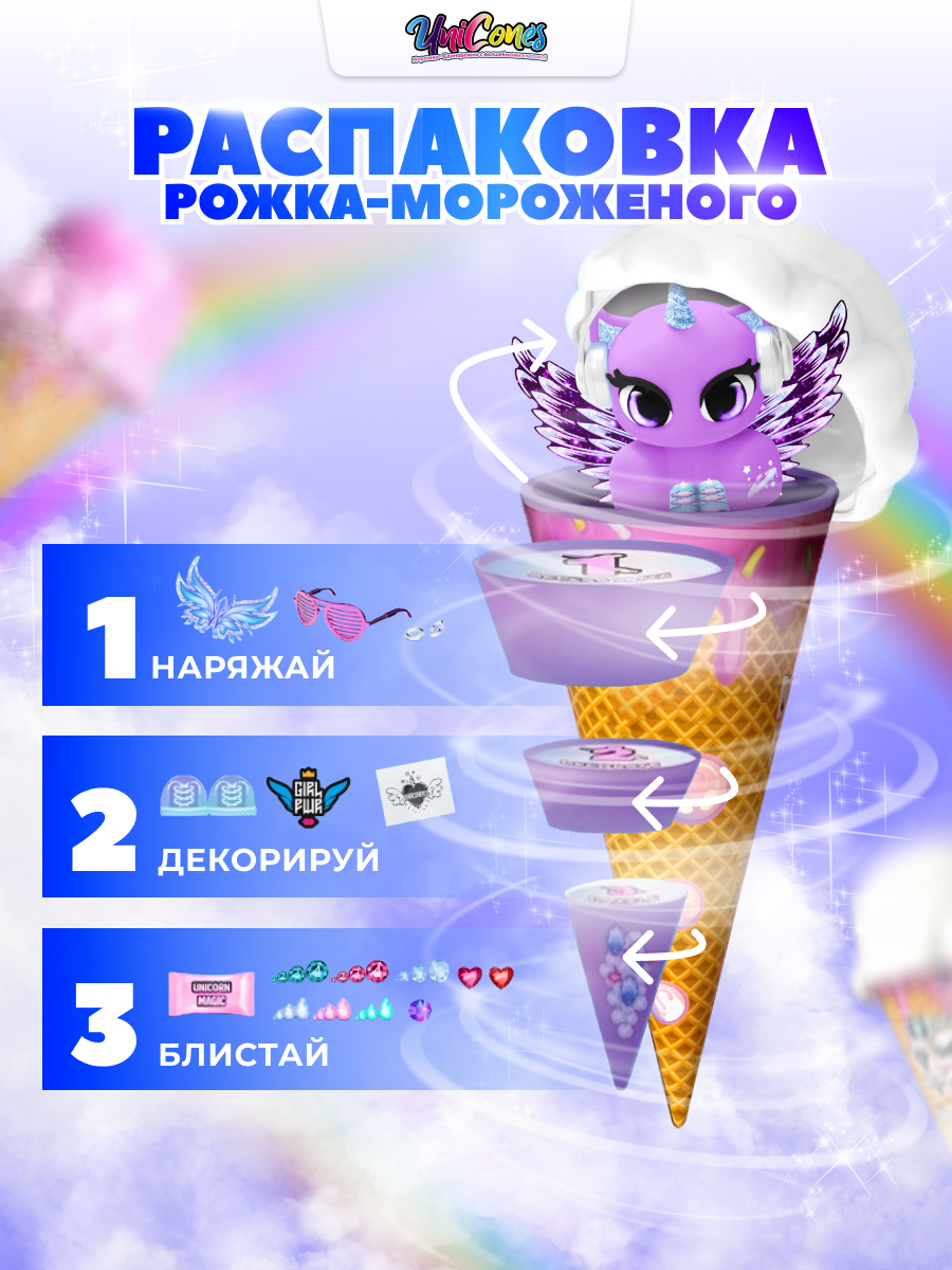 Игрушка сюрприз Unicones Рожок морожка единорожка для декорирования - фото 4