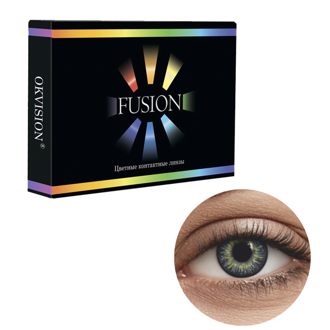 Цветные контактные линзы OKVision Fusion monthly R 8.6 -5.50 цвет Rain 2 шт 1 месяц - фото 1