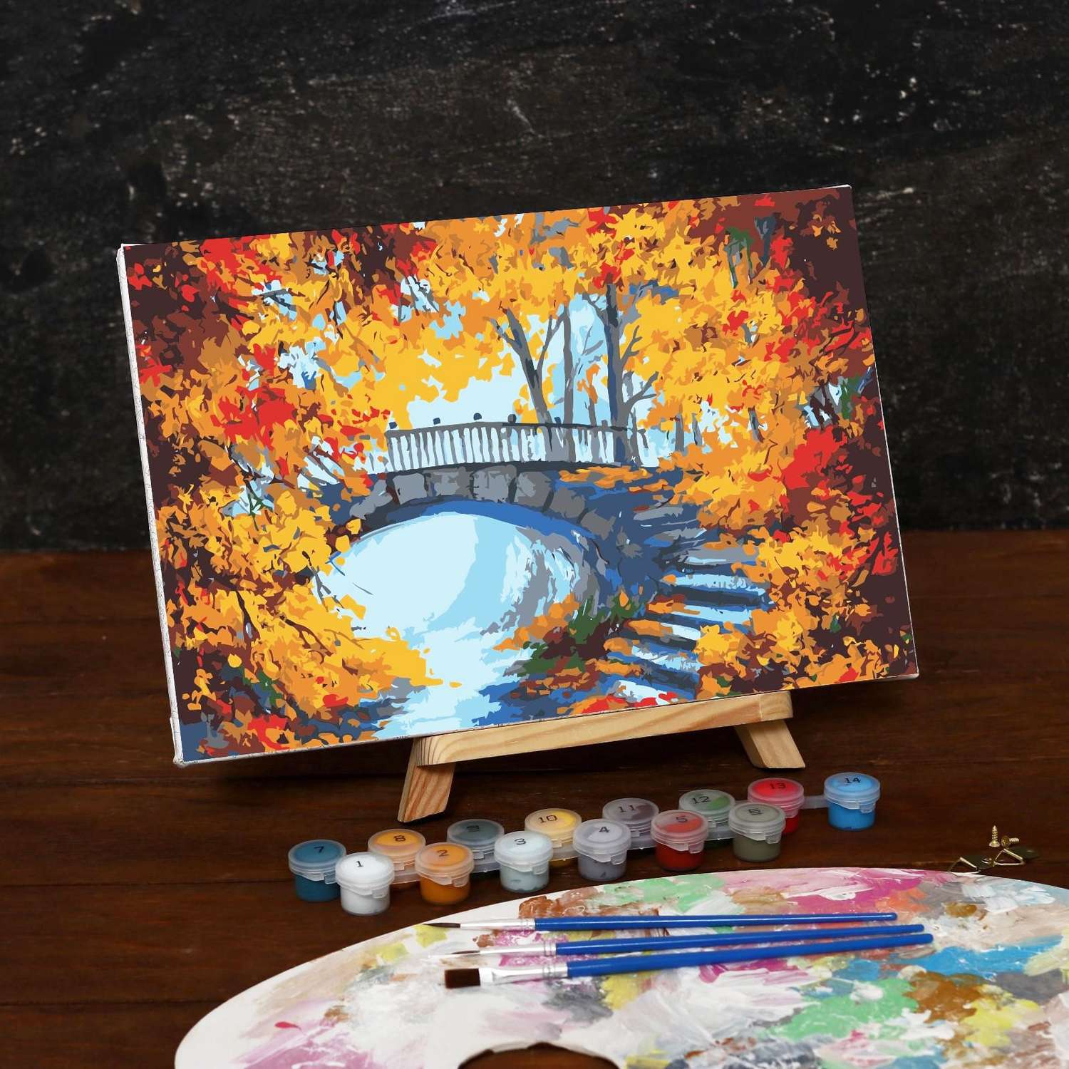 Картина Школа Талантов по номерам на холсте с подрамником «Осенний пейзаж» 30х20 см - фото 2