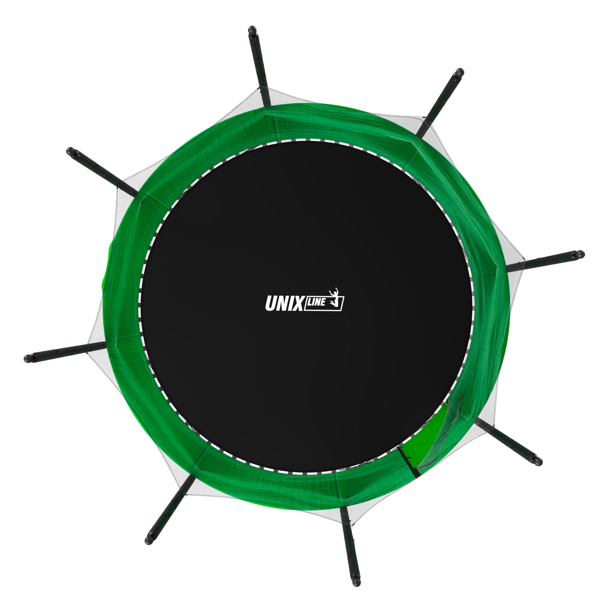 Батут каркасный Simple 10 ft UNIX line Green с внутренней защитной сеткой общий диаметр 305 см до 140 кг - фото 6