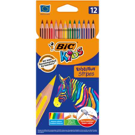 Карандаши цветные Bic Страйпс 12цветов 9505222/9505221