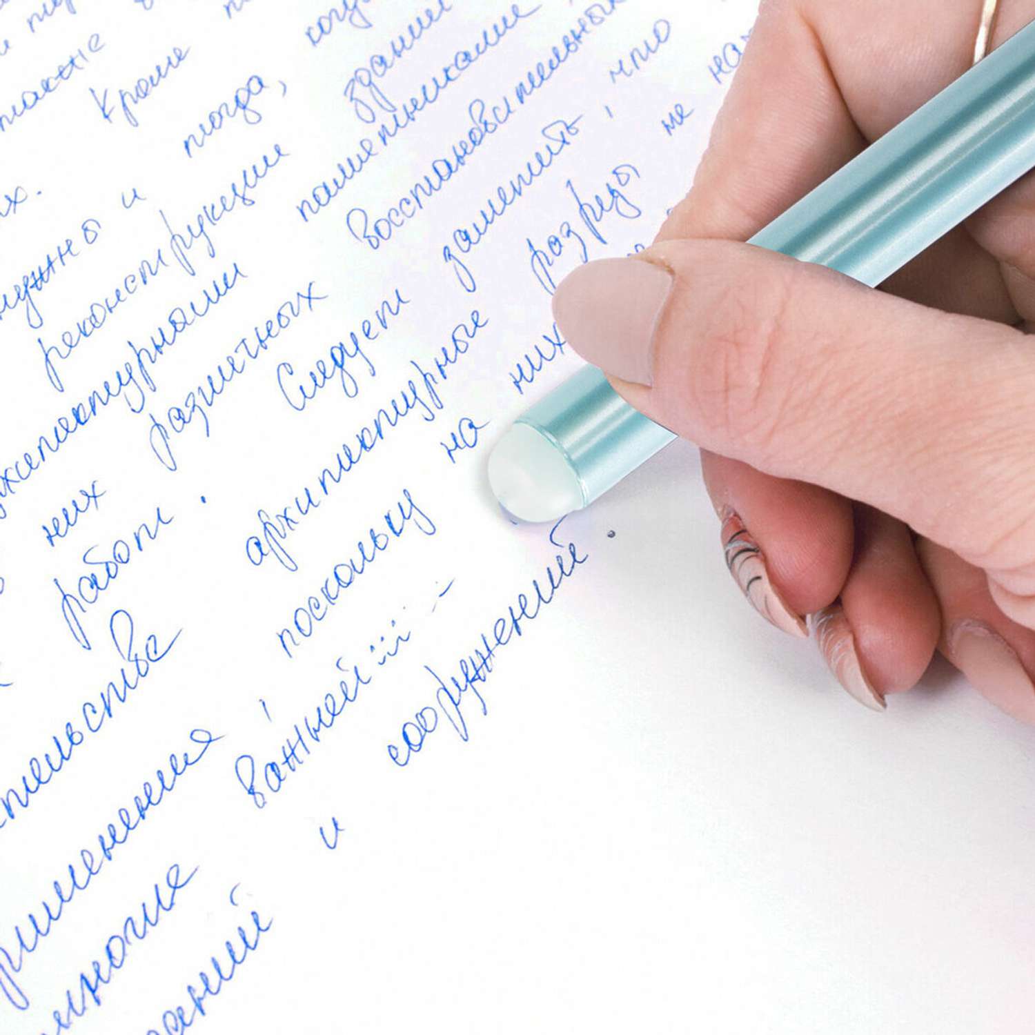 Ручки гелевые Staff пиши-стирай College набор 2 цвета синяя и черная - фото 9
