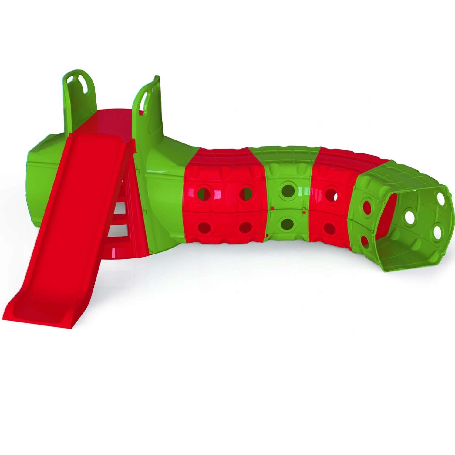 Горка детская Doloni спуск 130 см с игровым туннелем 2.7х1.8 м красно-зеленый - фото 1