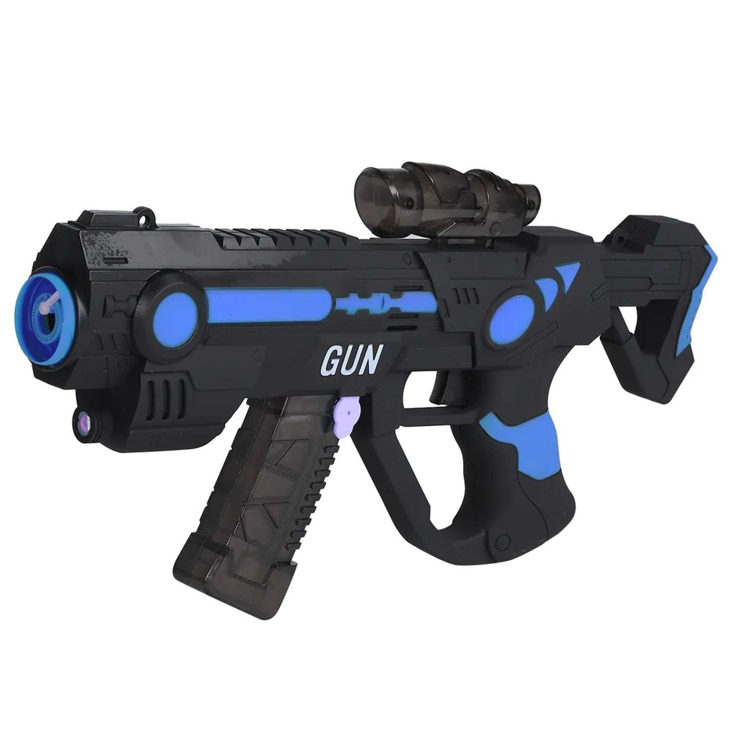 Игрушечное оружие Маленький Воин Пистолет с мыльными пузырями синий на батарейках с мыльным раствором - фото 4