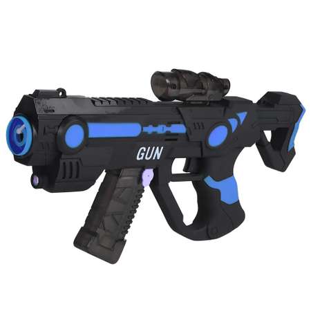 Игрушечное оружие Маленький Воин Пистолет с мыльными пузырями синий на батарейках с мыльным раствором