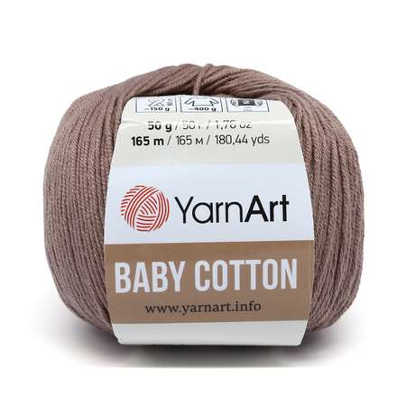 Пряжа для вязания YarnArt Baby Cotton 50гр 165 м хлопок акрил детская 10 мотков 407 светло-коричневый