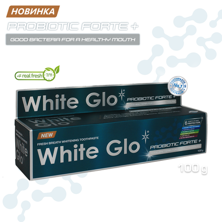 Зубная паста WHITE GLO отбеливающая с пробиотиками 100 г