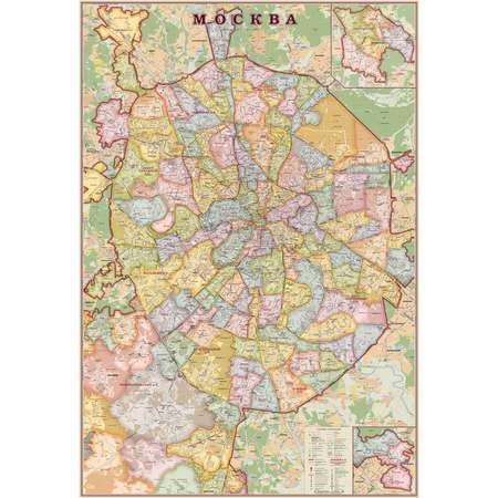 Карта настенная Атлас Принт Москва в стиле экодизайн 1.07x1.57 м