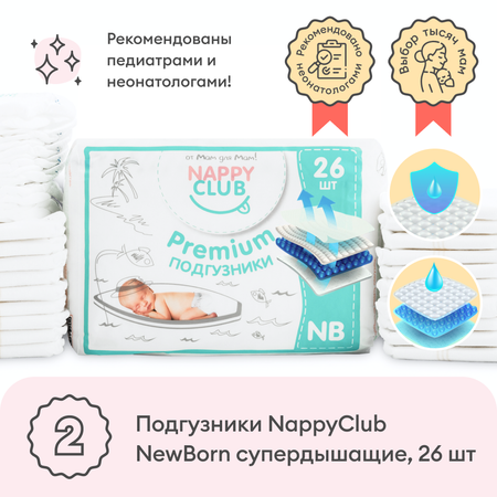 Сумка в роддом готовая NappyClub с послеродовыми трусами M и супердышащими подгузниками