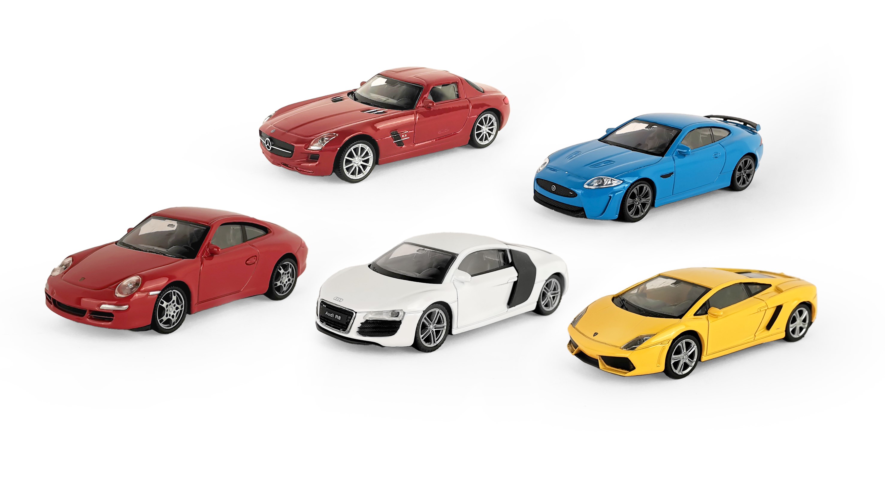 Набор WELLY Модели машин 1:43 Lambo Gallardo Porsche 911 Audi R8 Merc SLS  Jag XK купить по цене 3599 ₽ в интернет-магазине Детский мир