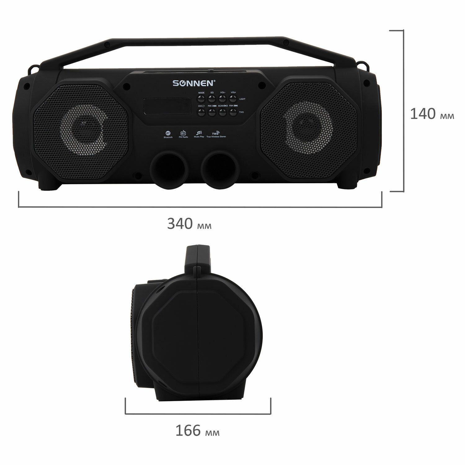 Колонка портативная Sonnen беспроводная / bluetooth / радиоприемник B306.2*6 Вт microSD Mp3-плеер - фото 14