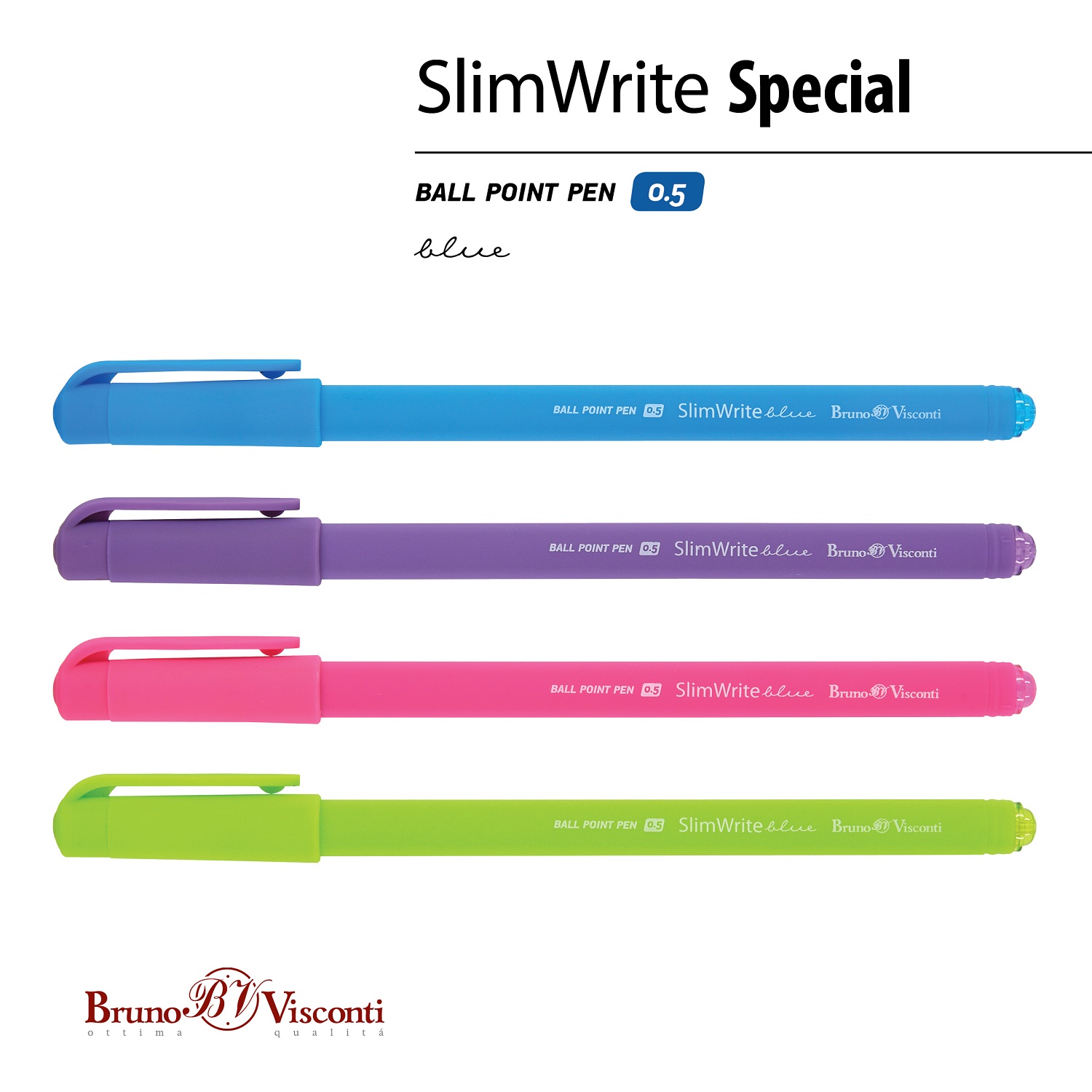 Набор из 5-ти шариковых ручек Bruno Visconti SlimWrite Special синие - фото 4