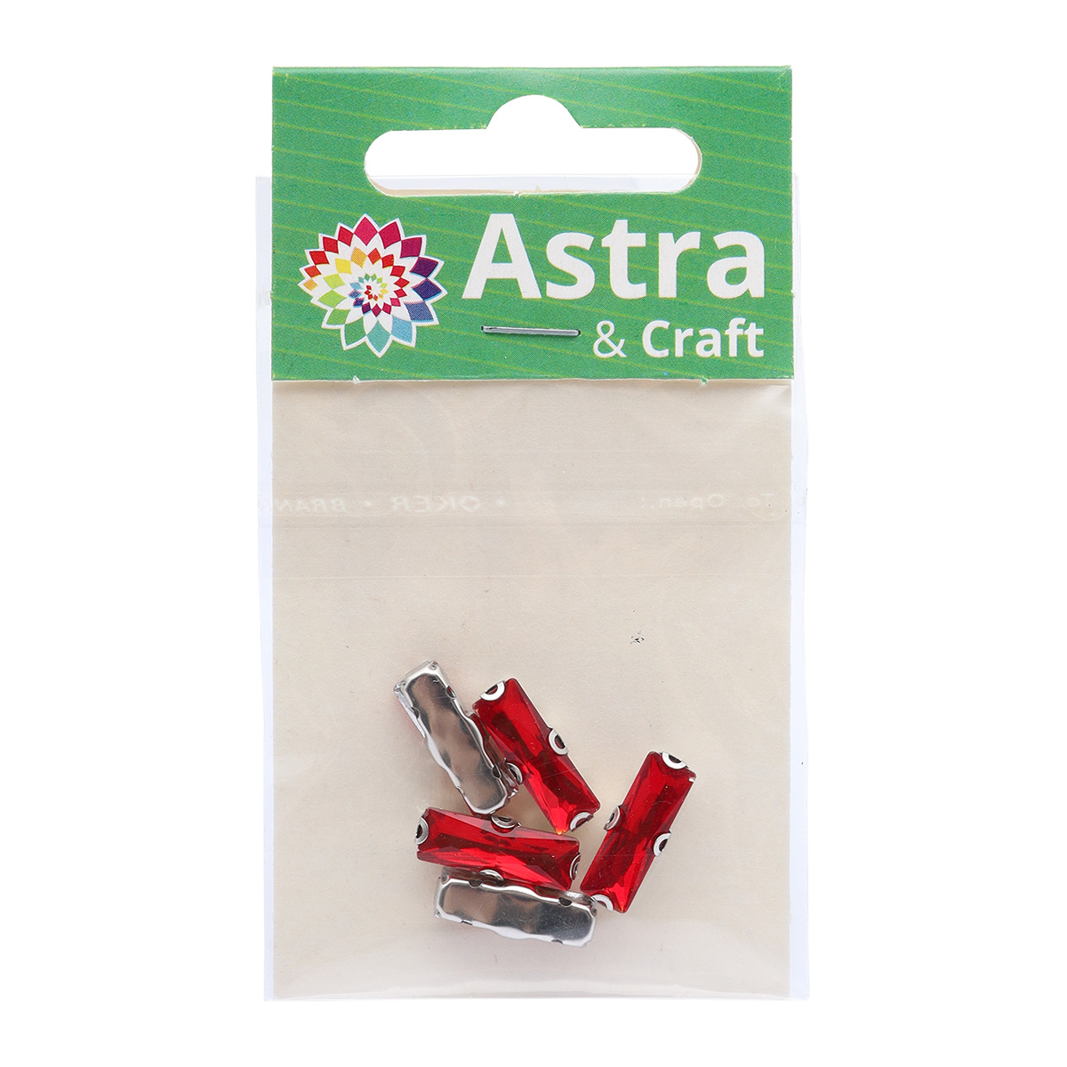 Хрустальные стразы Astra Craft в цапах прямоугольные для творчества и рукоделия 15 мм 5 шт серебро красный - фото 4