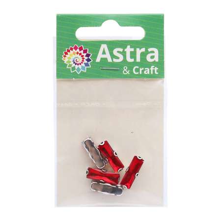 Хрустальные стразы Astra Craft в цапах прямоугольные для творчества и рукоделия 15 мм 5 шт серебро красный