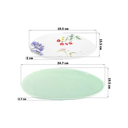 Набор тарелок Elan Gallery Ботанический атлас 2 предмета 19.5х15.5х2 см и 24.7х19.5х2.7 см