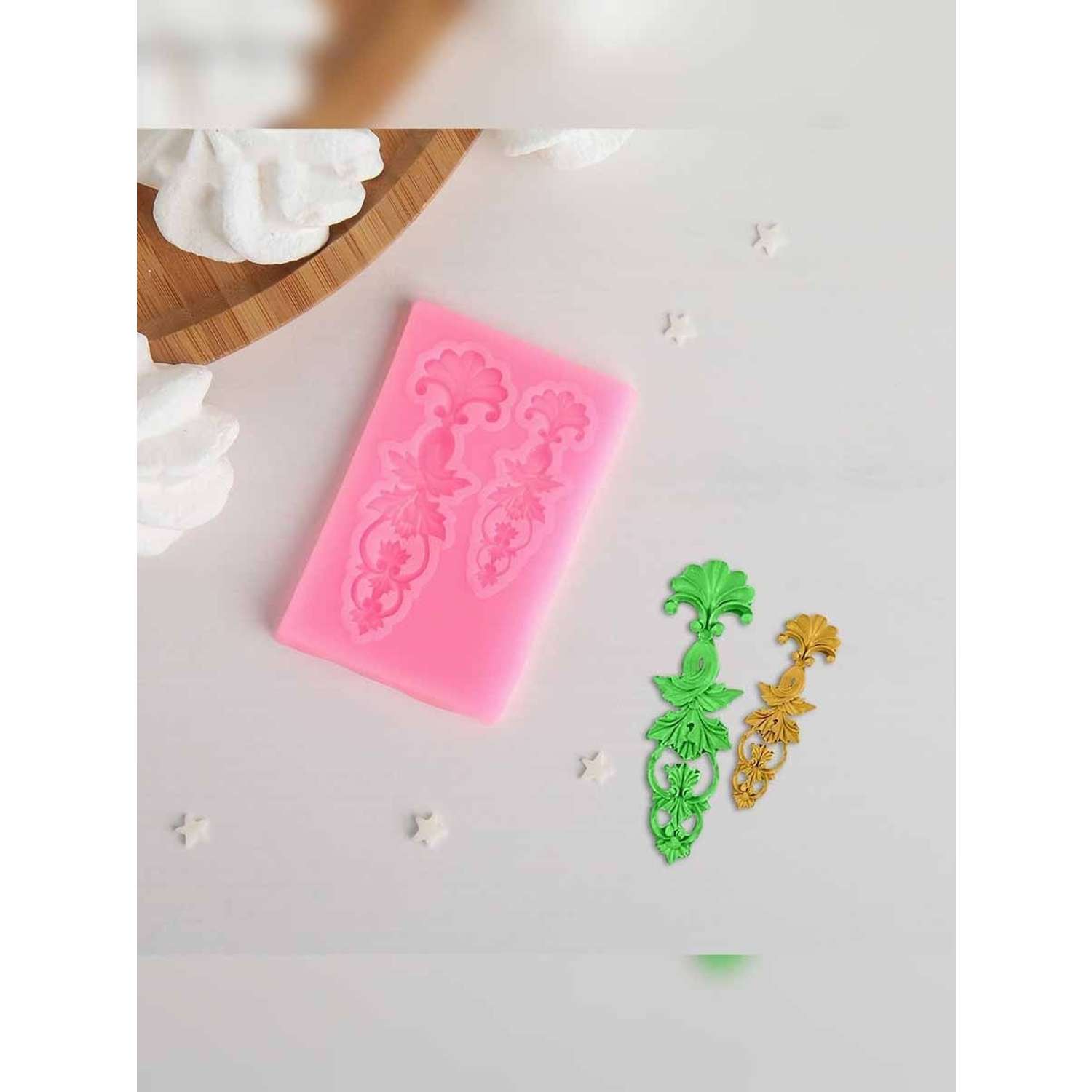 Молд силиконовый Арт Узор для работы с полимерной глиной свечей мылом смолой гипсом Цветочный узор микс - фото 2