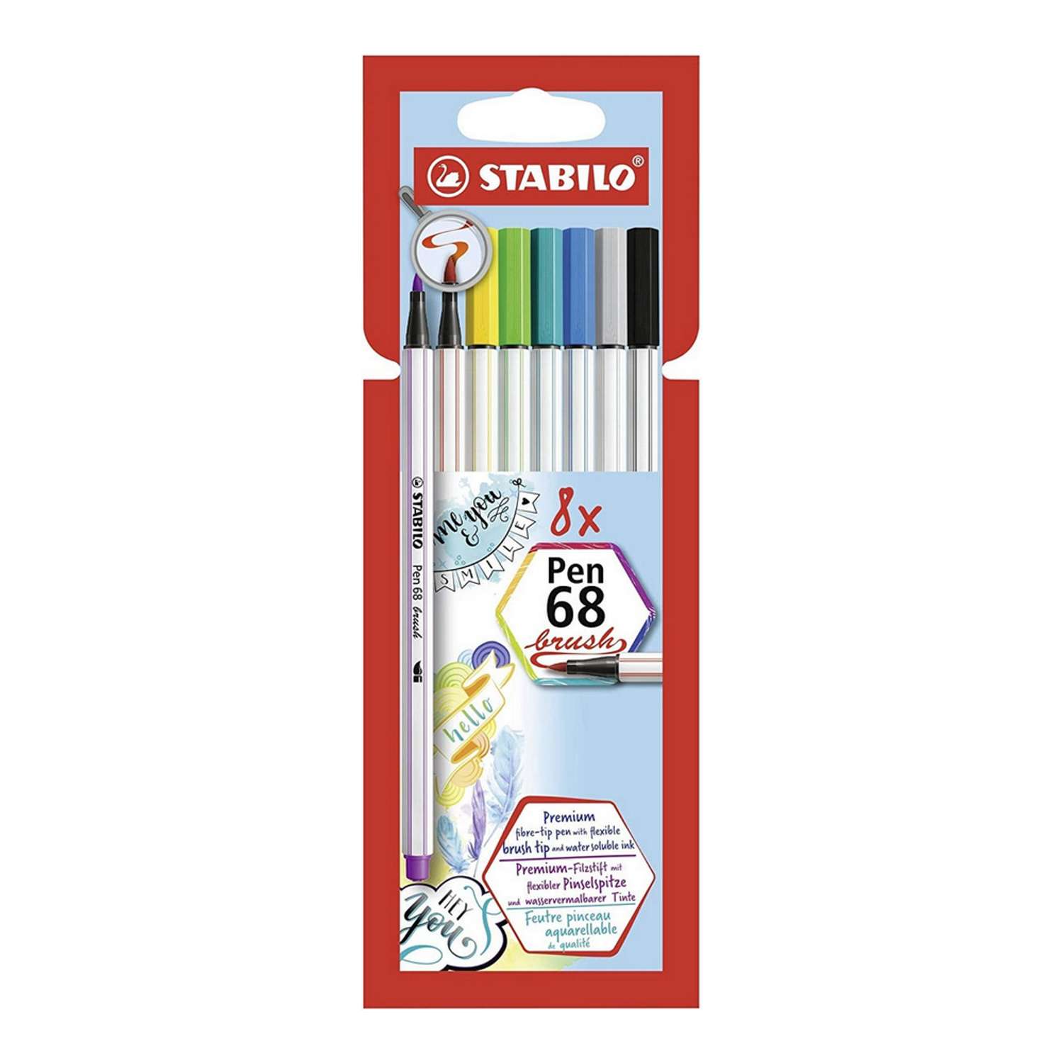 Фломастеры-кисть STABILO Pen 68 brush 8 цветов 568/08-21 - фото 1