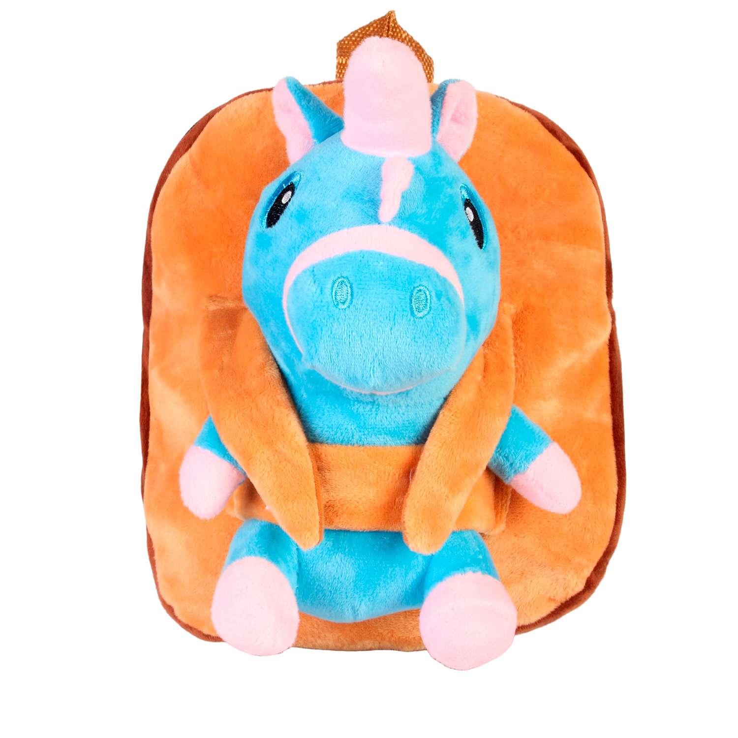 Рюкзак с игрушкой Little Mania коричневый Дракоша голубой с розовым - фото 1