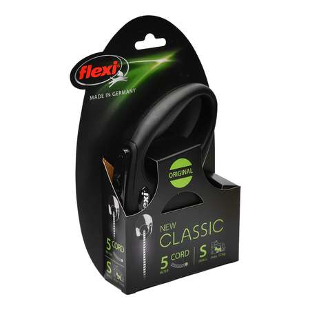 Рулетка Flexi New Classic S трос 5м до 12кг Черная