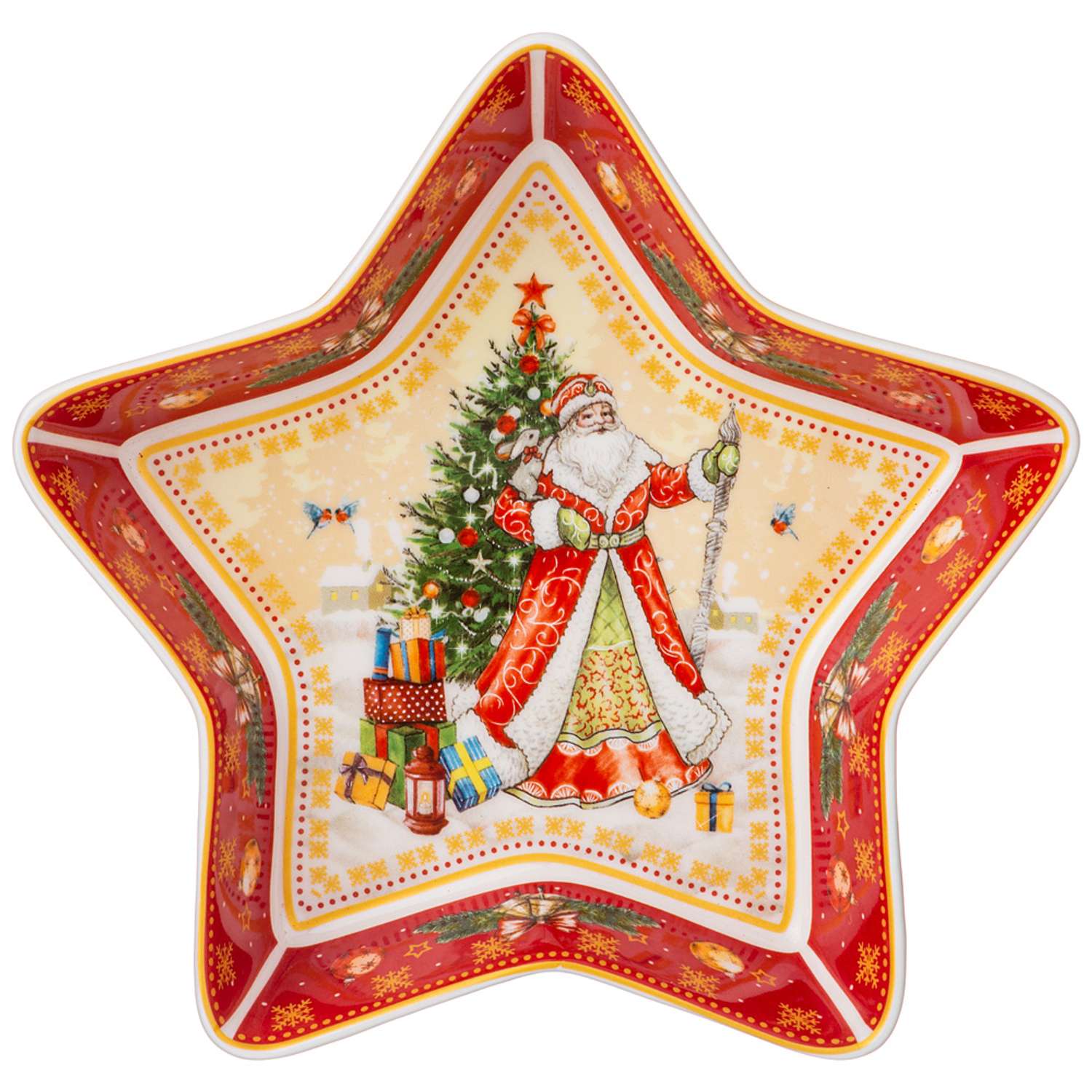 Блюдо Lefard звезда дед мороз красное 85-1747 - фото 1