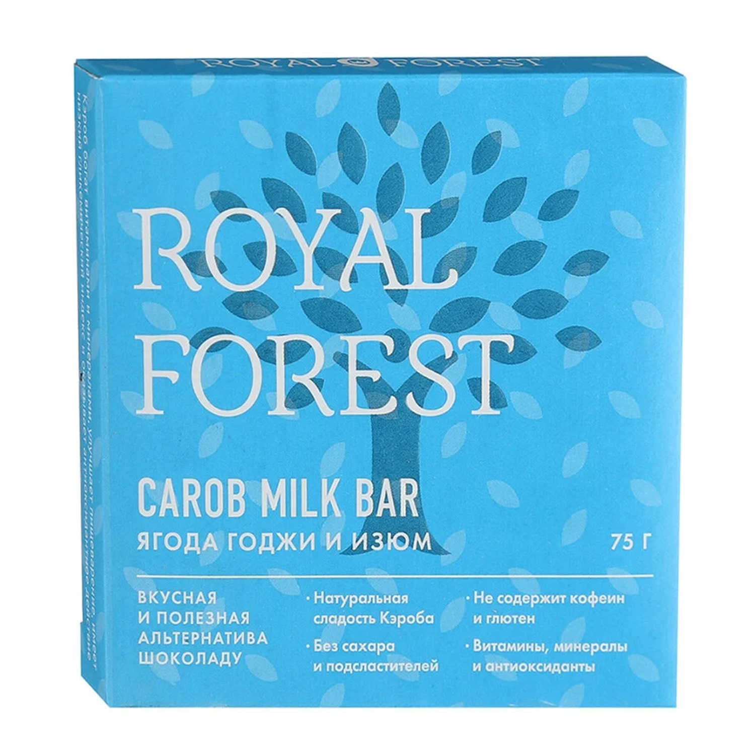 Плиточный шоколад ROYAL FOREST молочный из кэроба с ягодами годжи и изюмом - фото 1