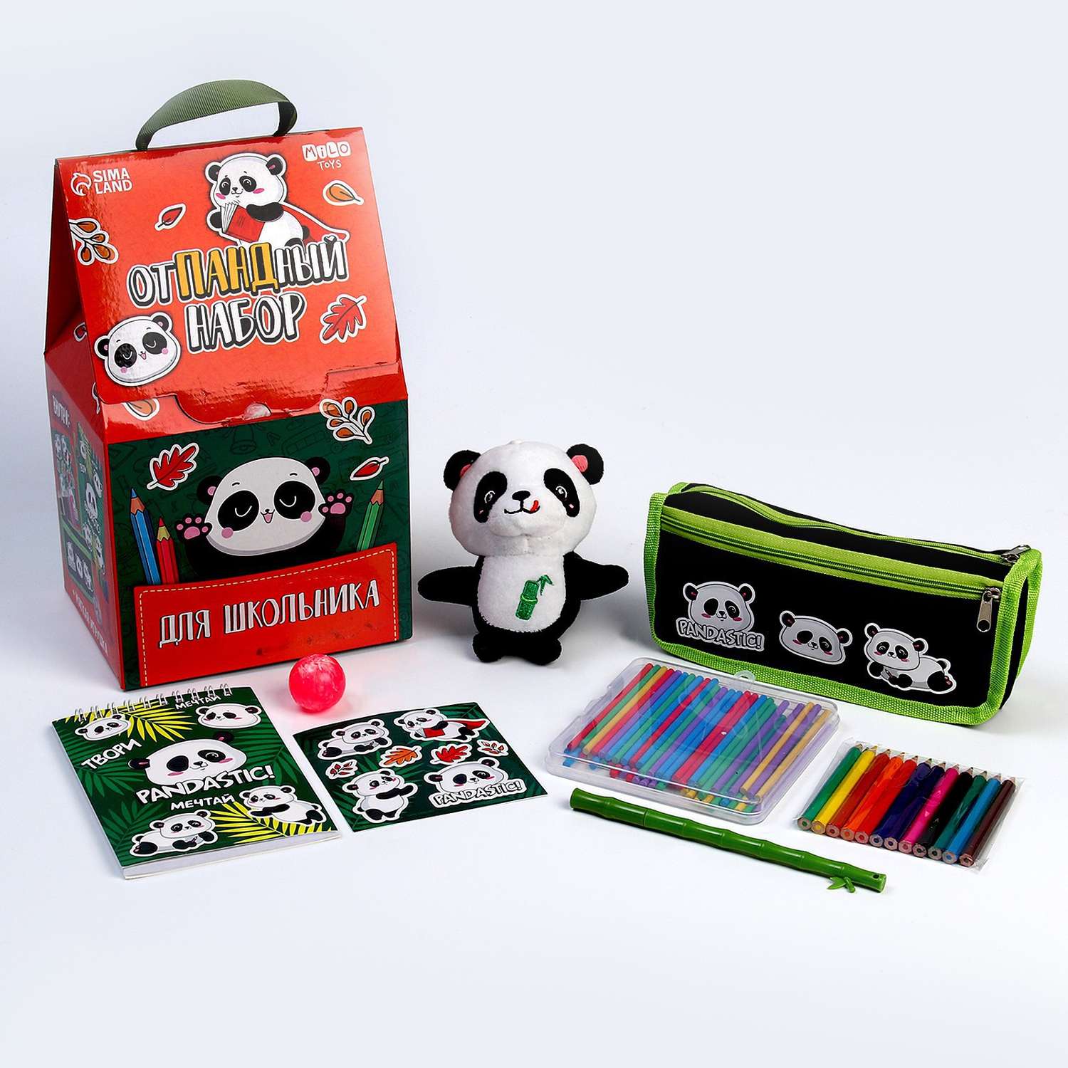 Подарочный набор школьника Milo Toys с мягкой игрушкой «Панда» 8 предметов - фото 4